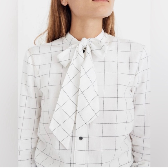 Madewell Tops - NWOW Madewell Flannel Tie-Neck Shirt Windiowpane
Pattern - Size XL